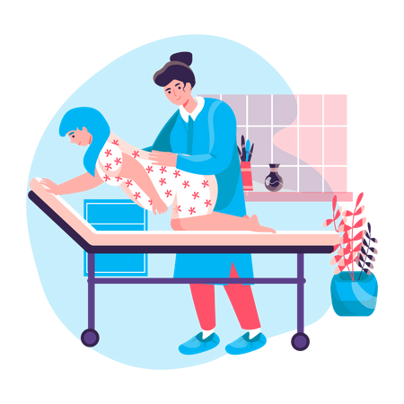 Doctor doing treatment of pregnant lady Illustration