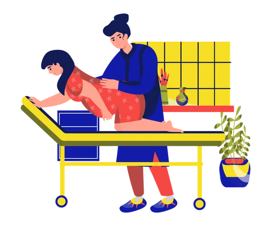 Doctor doing treatment of pregnant lady Illustration