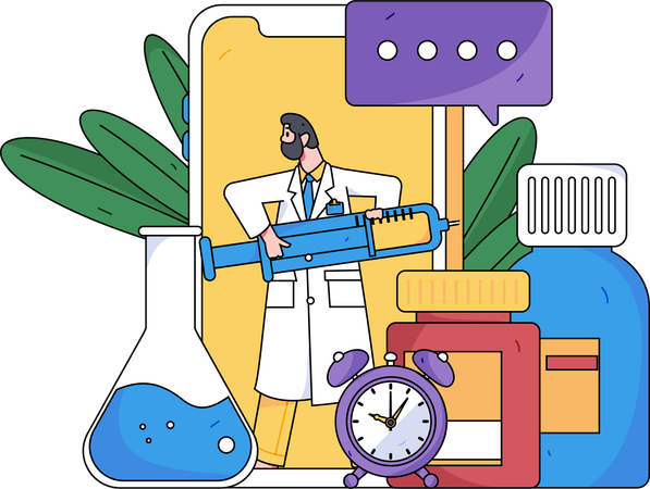 Doctor doing vaccine research  Illustration