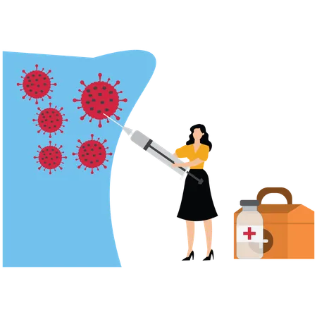 Doctor doing virus treatment  Illustration