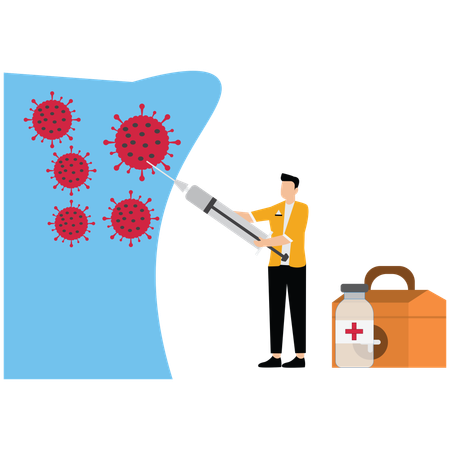 Doctor doing virus treatment  Illustration