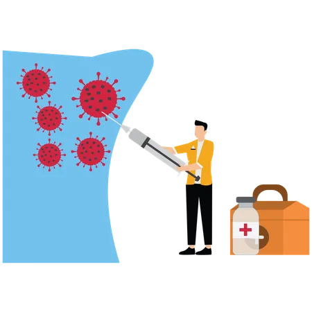 Doctor doing virus treatment  Illustration