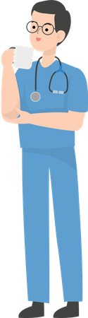 Doctor drinking coffee  Illustration