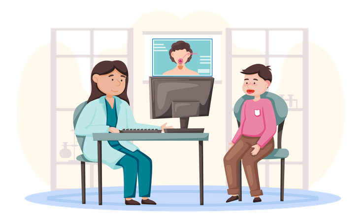 Doctor educating patient about disease  Illustration