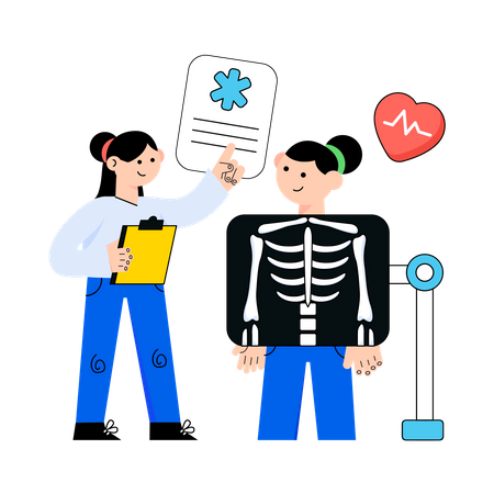 El doctor examina la radiografía  Ilustración