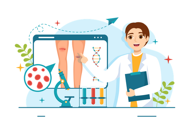 Médico examinando la articulación  Ilustración