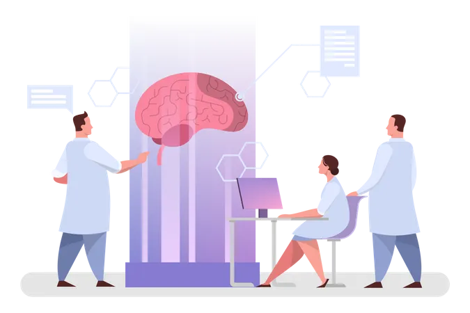 Doctor examination on brain  Illustration