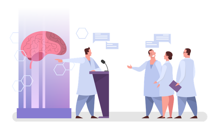 Doctor examination on human brain  Illustration