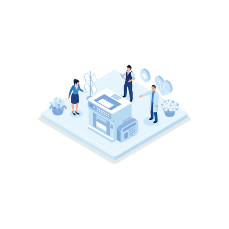 Doctor examine cardiogram and pulse on EKG monitor  Illustration