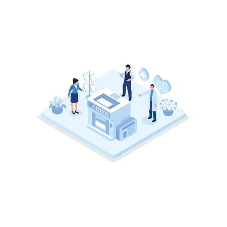 Doctor examine cardiogram and pulse on EKG monitor  Illustration