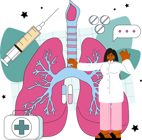 Doctor examine lungs  Illustration