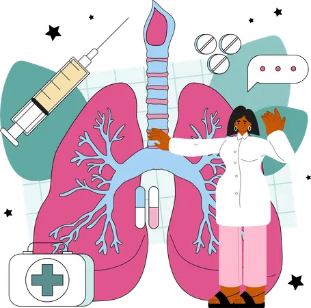 Doctor examine lungs  Illustration