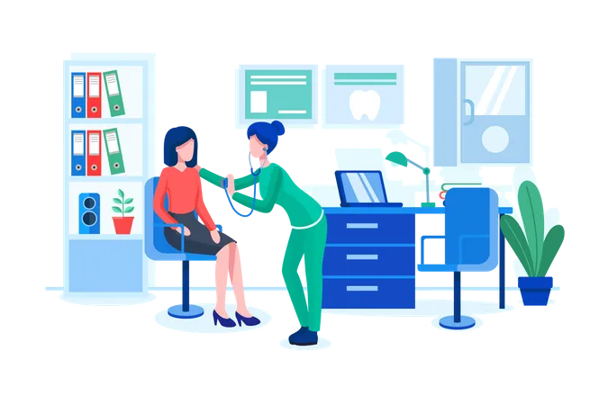 Doctor examine patient in clinic Illustration