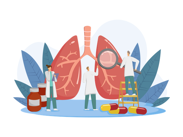 Doctor examines patient lungs  Illustration