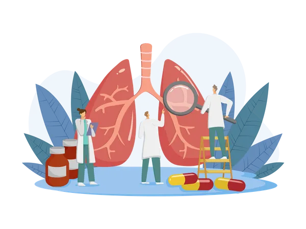 Doctor examines patient lungs  Illustration