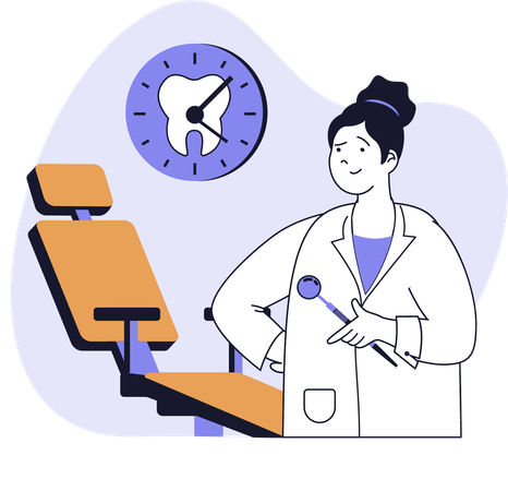 Doctor examines patient teeth  Illustration