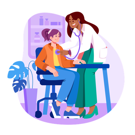 Doctor examines patient with stethoscope  Illustration