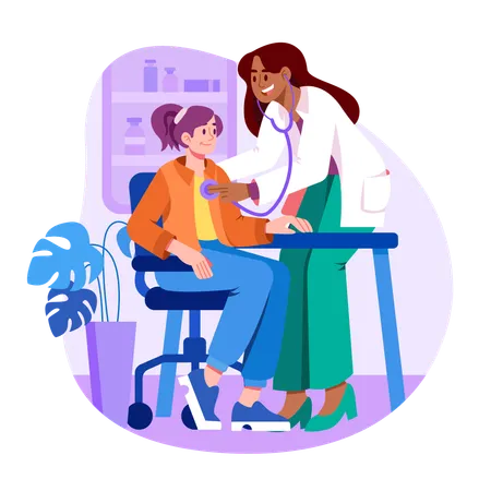 Doctor examines patient with stethoscope  Illustration