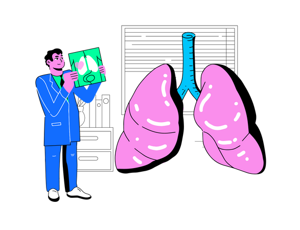 Doctor examines the big Lungs  Illustration