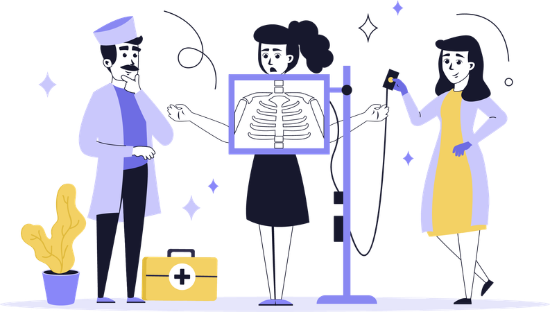 Doctor examing lungs xray  Illustration