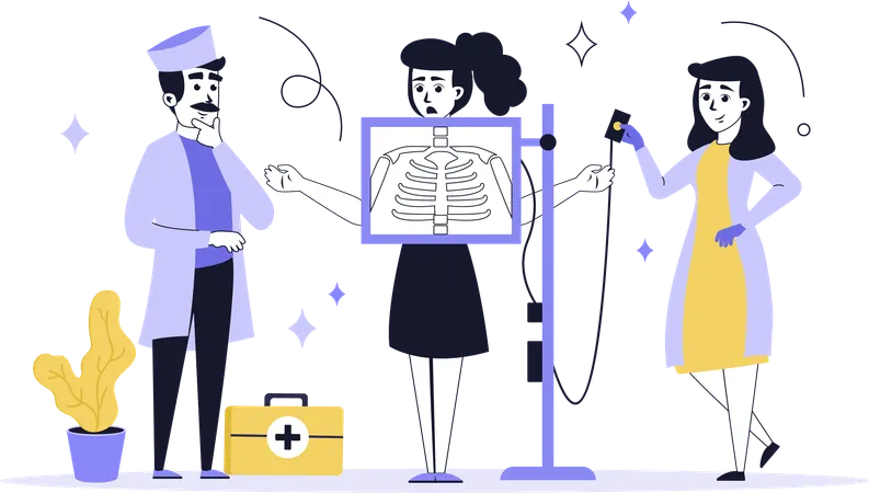 Doctor examing lungs xray  Illustration