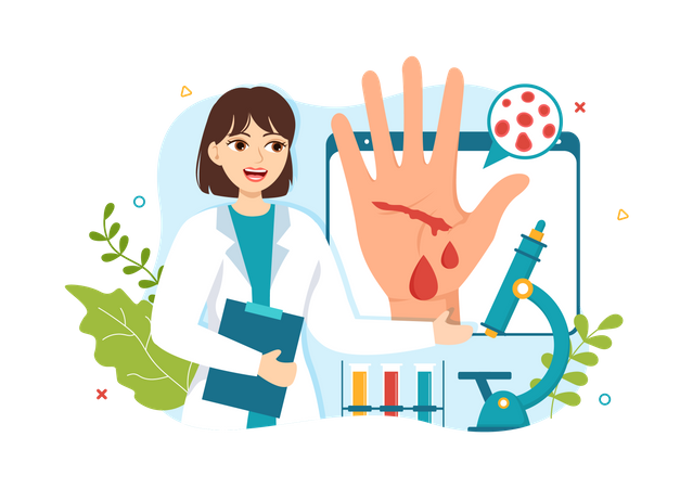 Doctor Examining Blood Disorders  Illustration