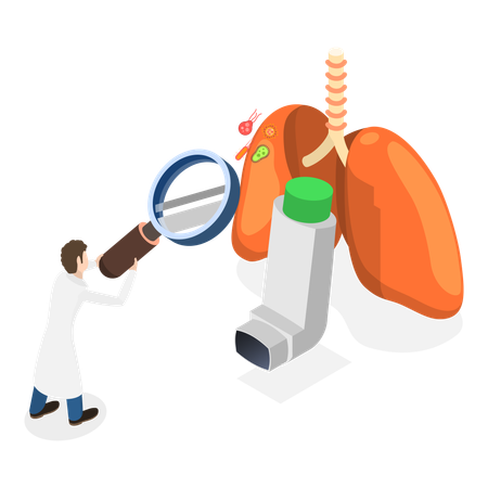Doctor examining lungs disease and giving treatment  Illustration