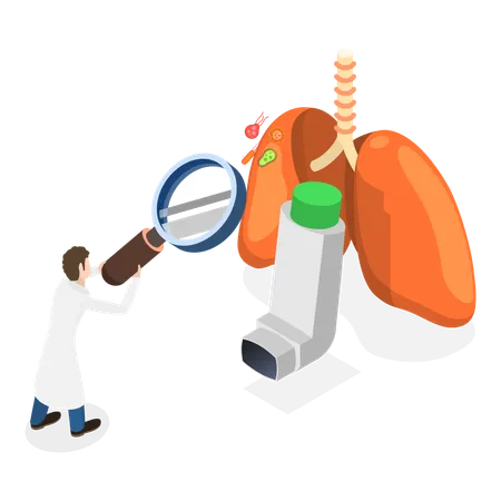 Doctor examining lungs disease and giving treatment  Illustration