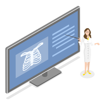 Doctor examining lungs disease and giving treatment  Illustration