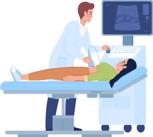 Doctor examining patient with sonography  Illustration