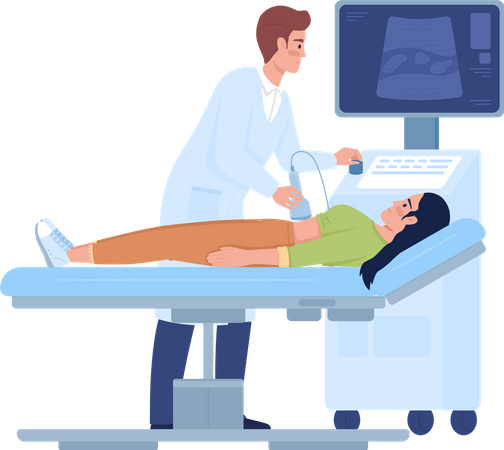 Doctor examining patient with sonography  일러스트레이션