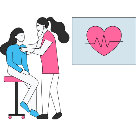 Doctor examining patient with stethoscope Illustration