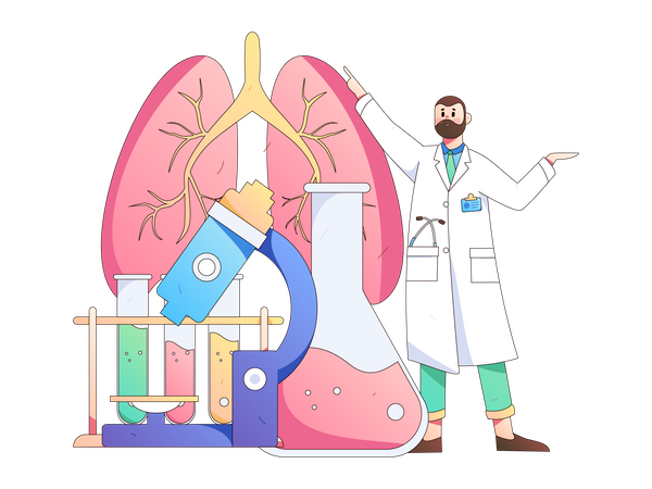 Doctor examining patient's lungs  Illustration