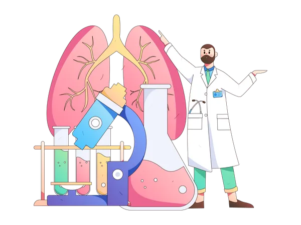 Doctor examining patient's lungs  Illustration