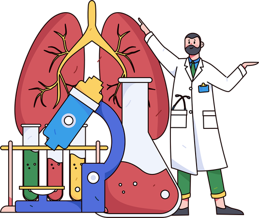 Doctor examining patient's lungs  Illustration