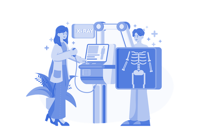 Doctor examining patients X-ray  イラスト