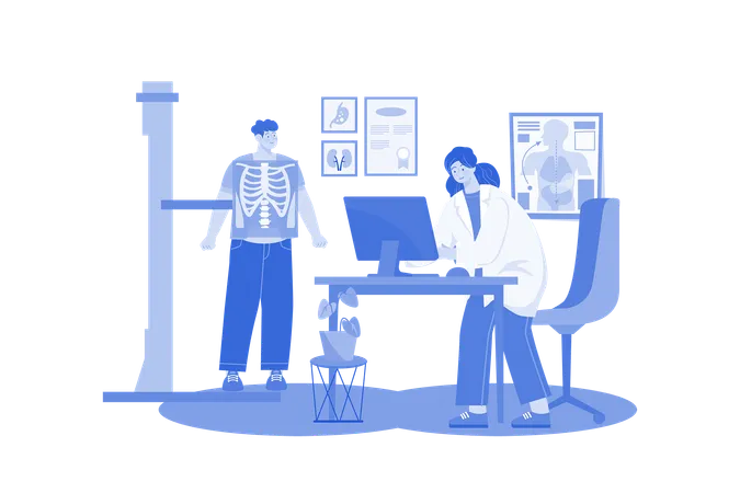 Doctor Examining Patients X Ray Illustration