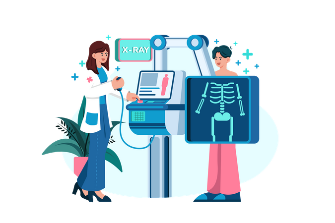 Doctor examining patients X-ray  Illustration