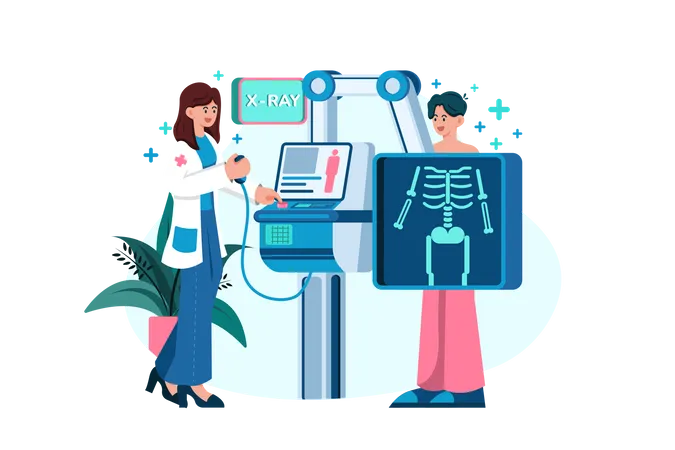 Doctor examining patients X-ray  Illustration