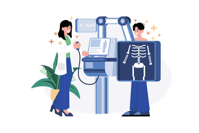 Doctor examining patients X-ray  Illustration