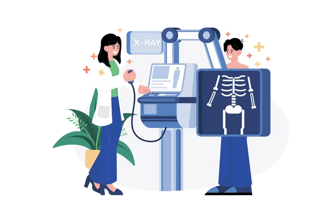 Doctor examining patients X-ray  Illustration