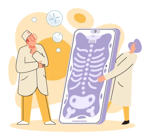 Doctor examining patients X-ray online Illustration