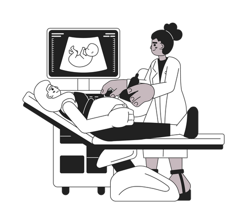 Doctor examining pregnant woman  Illustration