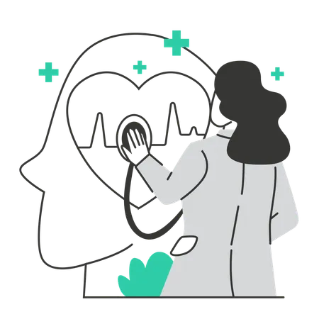 Doctor examining the mental health patient  Illustration