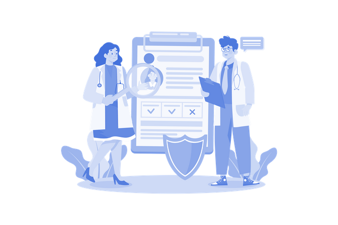 Doctor Examining The Patient Medical Report  Illustration