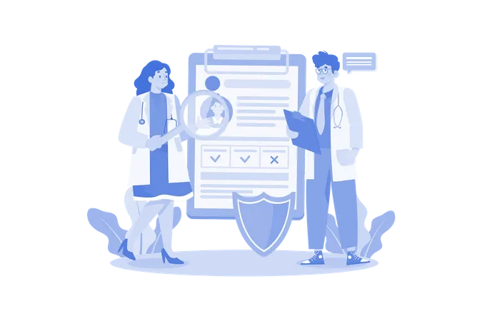 Doctor Examining The Patient Medical Report Illustration
