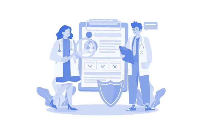 Doctor Examining The Patient Medical Report  Illustration