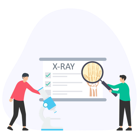 Doctor examining x-ray report of patient  Illustration