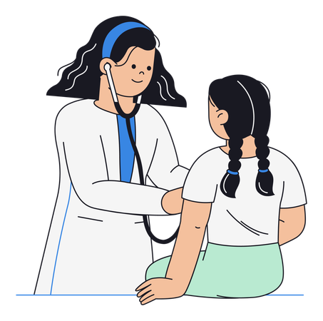 Doctor Examining Young Patient  Illustration