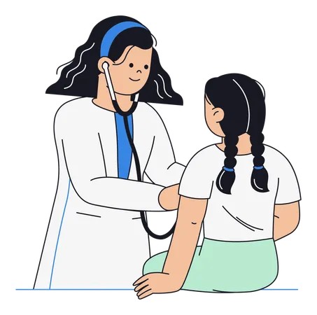 Doctor Examining Young Patient  Illustration